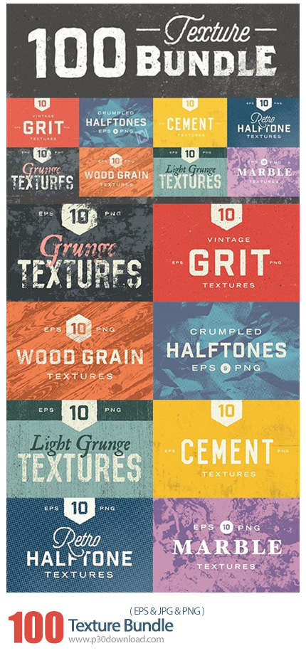 دانلود 100 Texture Bundle - پک تکسچر، تصاویر پوششی و وکتور طرح های مختلف مرمری، گرانج، هافتون و ...