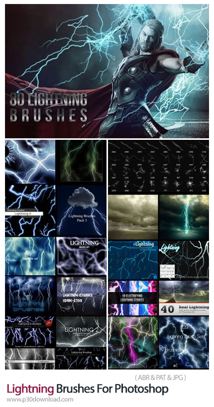 دانلود Ultimate Collection Of Lightning Brushes For Photoshop - پک بزرگ براش فتوشاپ رعد و برق