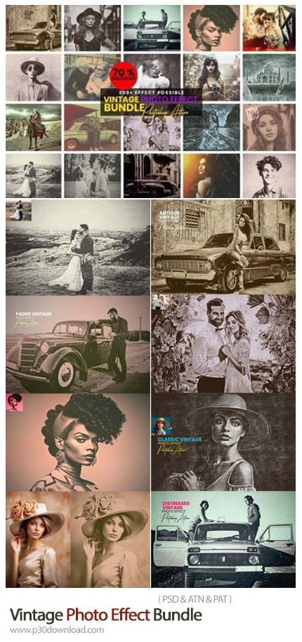 دانلود Vintage Photo Effect Bundle - مجموعه اکشن فتوشاپ و افکت های لایه باز وینتیج