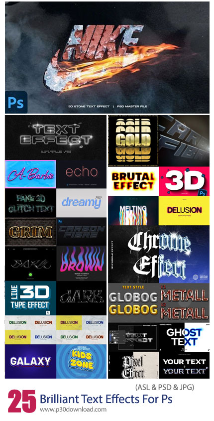 دانلود Brilliant Text Effects For Photoshop - 25 افکت متن ویژه برای فتوشاپ