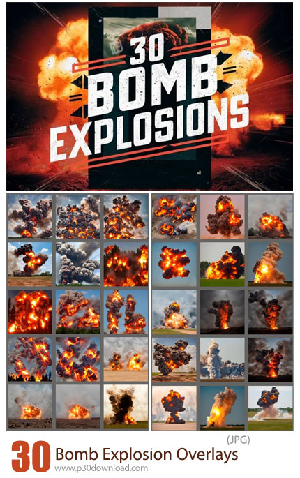 دانلود Bomb Explosion Overlays For Photoshop - 30 تصویر پوششی انفجار بمب برای فتوشاپ