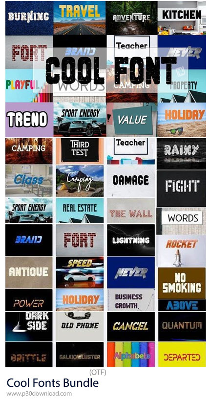 دانلود Cool Fonts Bundle - 58 فونت انگلیسی با طراحی حرفه ای جذاب