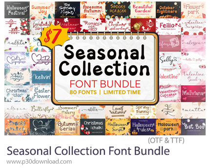 دانلود Seasonal Collection Font Bundle - مجموعه فونت‌های انگلیسی فصلی با طرح های متنوع