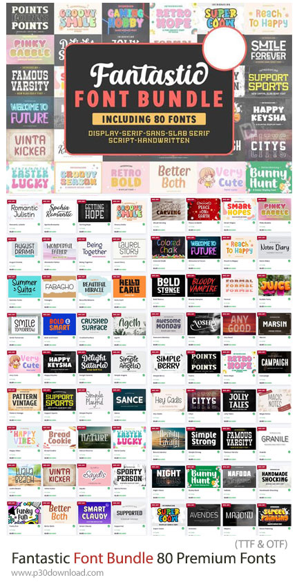 دانلود Fantastic Font Bundle - 80 فونت انگلیسی با طرح های منحصربفرد