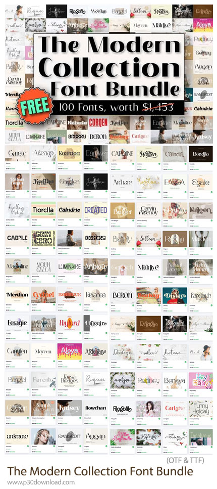 دانلود The Modern Collection Font Bundle - 100 فونت انگلیسی با طراحی مدرن