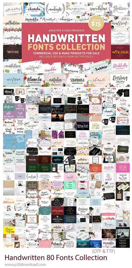 دانلود Handwritten 80 Fonts Collection - مجموعه فونت دست‌نویس انگلیسی