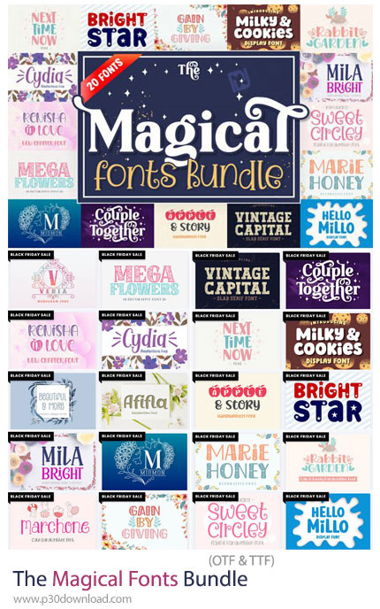 دانلود The Magical Fonts Bundle - پکیج فونت‌های انگلیسی جادویی