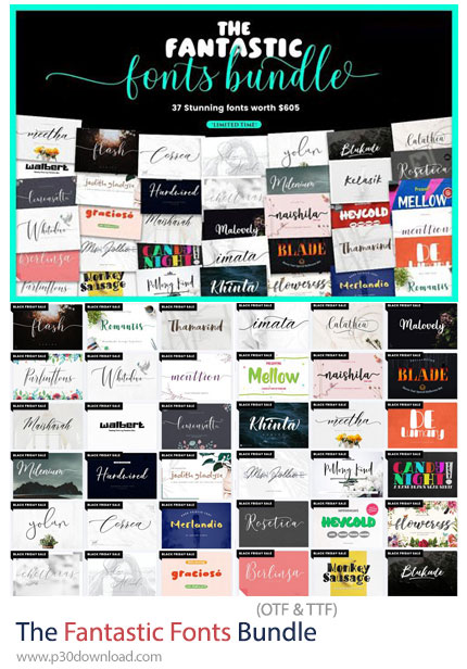 دانلود The Fantastic Fonts Bundle - 37 فونت حرفه‌ای و جذاب انگلیسی