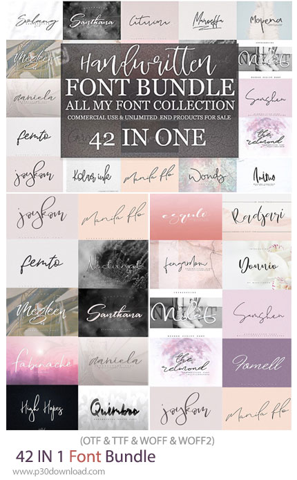 دانلود 42 IN 1 Font Bundle - مجموعه فونت لاتین دست‌نویس حرفه‌ای