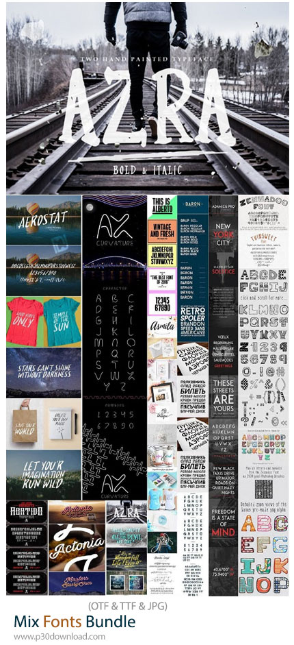 دانلود Mix Fonts Bundle - مجموعه فونت‌های انگلیسی متنوع و حرفه‌ای