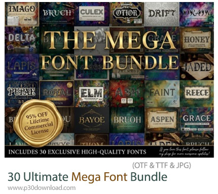 دانلود Ultimate Mega Font Bundle - مجموعه 30 فونت انگلیسی حرفه‌ای و متنوع