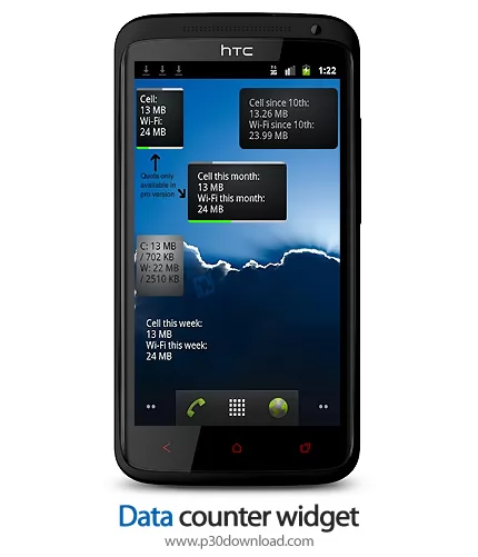 دانلود Data counter widget v3.5.1 - برنامه موبایل ویجت شمارنده میزان مصرف ترافیک اینترنت