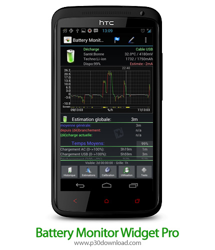 دانلود Battery Monitor Widget Pro - برنامه موبایل مدیریت عملکرد باتری