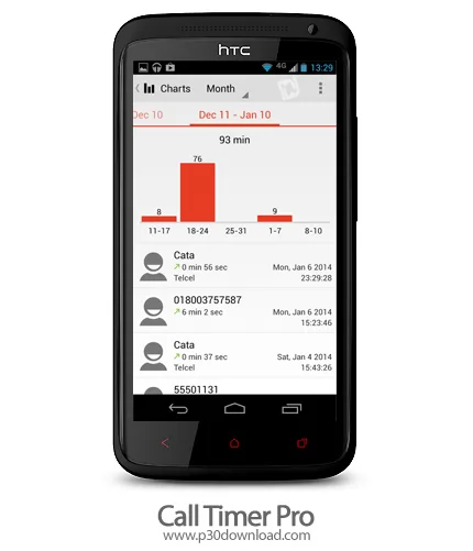 دانلود Call Timer Pro - برنامه موبایل مدیریت تماس ها