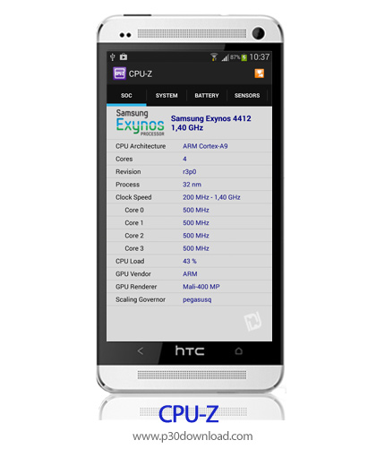 دانلود CPU-Z v1.37 - برنامه موبایل اطلاعات سی پی یو گوشی