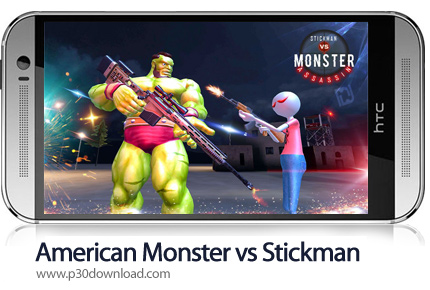 دانلود American Monster vs Stickman Sniper Modern Combat v1.1.2 + Mod - بازی موبایل غول آمریکایی در 