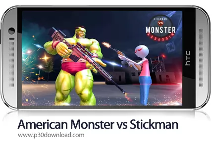 دانلود American Monster vs Stickman Sniper Modern Combat v1.1.2 + Mod - بازی موبایل غول آمریکایی در 