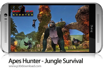 دانلود Apes Hunter - Jungle Survival v1.1.3 + Mod - بازی موبایل شکارچی میمون