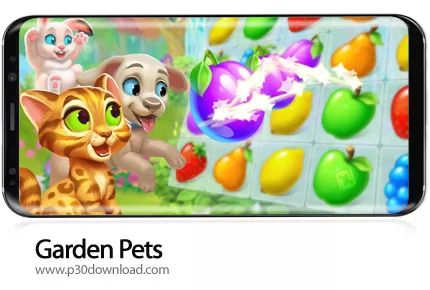 دانلود Garden Pets: Match-3 Dogs & Cats Home Decorate v1.23 + Mod - بازی موبایل حیوانات باغ