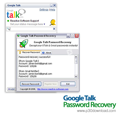دانلود Google Talk Password Recovery v1.10.02.08 - نرم افزار بازیابی پسورد گوگل تالک