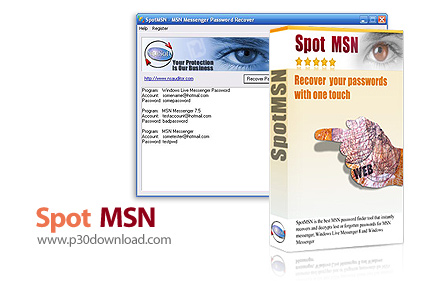 دانلود SpotMSN v2.1.2 - نرم افزار بازیابی پسوردهای MSN