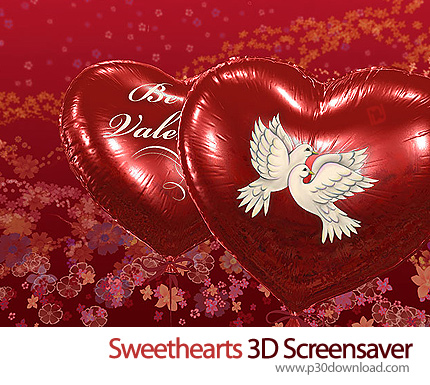 دانلود Sweethearts 3D Screensaver v1.1 Build 3 - اسکرین سیور قلب های رمانتیک