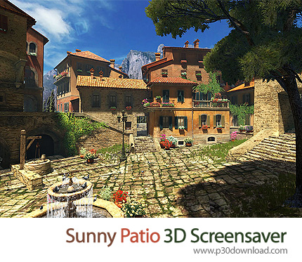 دانلود Sunny Patio 3D Screensaver v1.1 Build 3 - اسکرین سیور سفر به روستای ساحلی در یک روز آفتابی