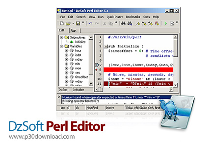 دانلود DzSoft Perl Editor v5.8.9.8 - نرم افزار نوشتن، ویرایش و اشکال زدایی اسکریپت های پرل و سی جی آ