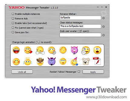 دانلود Yahoo! Messenger Tweaker v1.3.1.0 - نرم افزار افزودن امکانات ویژه به یاهو مسنجر