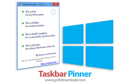 دانلود Taskbar Pinner v1.0.1 - نرم افزار پین کردن فایل ها و پوشه ها به نوار وظیفه ویندوز 7 و 8