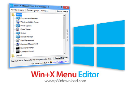 دانلود Win+X Menu Editor v2.6.0.0 for Windows 8 x86/x64 - نرم افزار سفارشی کردن منوی Win+X در ویندوز