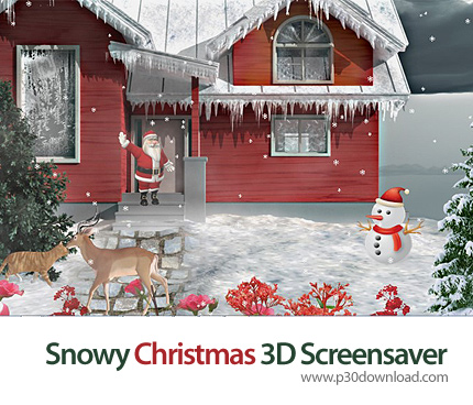 دانلود Snowy Christmas 3D Screensaver and Animated Wallpaper - اسکرین سیور کریسمس برفی