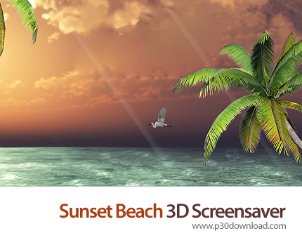 دانلود Sunset Beach 3D Screensaver and Wallpaper - اسکرین سیور غروب آفتاب در ساحل
