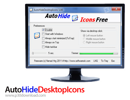 دانلود AutoHideDesktopIcons v6.01 - نرم افزار پنهان سازی آیکون های دسکتاپ در زمان مشخص