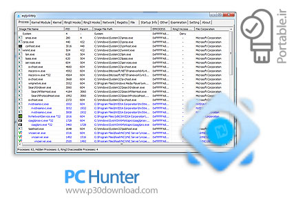 دانلود PC Hunter v1.54 x86/x64 Portable - نرم افزار کنترل و مدیریت فرآیند های مختلف سیستم پرتابل (بد