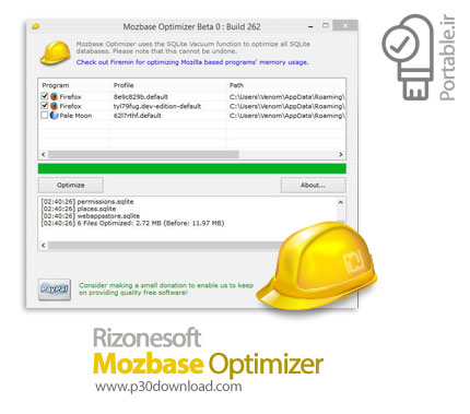 دانلود Mozbase Optimizer v0.2.6.262 x86 Portable - نرم افزار بهینه سازی پایگاه داده اس‌کیوال لایت پر
