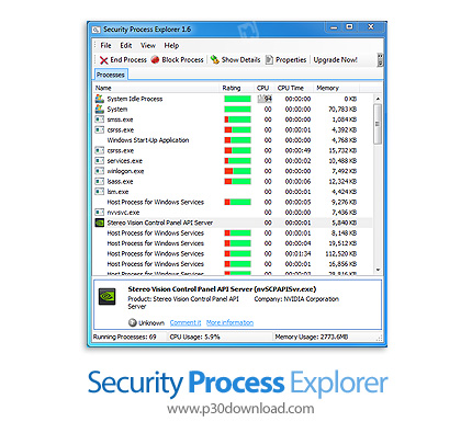 دانلود Security Process Explorer v1.6 - نرم افزار کنترل و مدیریت اجرای فرآیند های مختلف سیستم