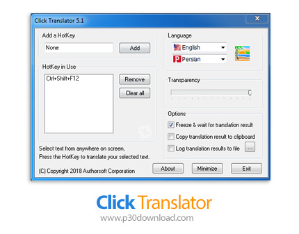 دانلود Click Translator v5.1 Build 532 - نرم افزار ترجمه سریع متون با فشردن یک کلید میانبر