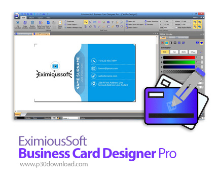 دانلود EximiousSoft Business Card Designer Pro v5.00 x64 - نرم افزار طراحی کارت های ویزیت زیبا و متن