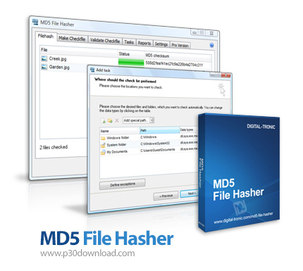 دانلود MD5 File Hasher Pro v2.0.0000.0 - نرم افزار ساخت و مقایسه چک سام های کد گذاری شده با الگوریتم