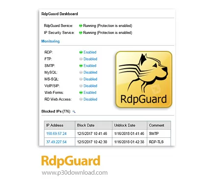 دانلود RdpGuard v9.7.9 - نرم افزار محافظت از سیستم در برابر حملات سروری و مسدود کردن آدرس های آی پی 