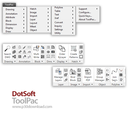 دانلود DotSoft ToolPac v22.0.0.1 + v21.x + v20.x - افزودن بیش از 750 دستور به AutoCAD و BricsCAD و I