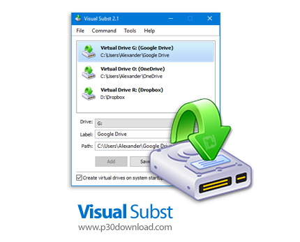 دانلود NTWind Visual Subst v5.0 - نرم افزار ایجاد درایو مجازی از پوشه های سیستم یا فضا های ابری