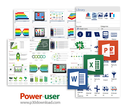 دانلود Power-user Premium for PowerPoint, Excel and Word v1.6.1548 + v1.6.768.0 - مجموعه الگوهای آما