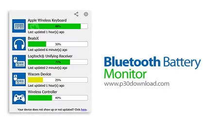 دانلود Bluetooth Battery Monitor v2.22.0.1 x64 - نرم افزار نمایش درصد شارژ باتری دستگاه های بلوتوثی 