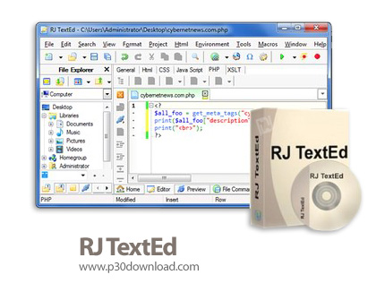 دانلود RJ TextEd v16.12 x86/x64 + Portable - نرم افزار ویرایشگر متن و کد های برنامه