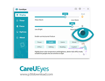 [نرم افزار] دانلود CareUEyes Pro v2.0.0.4 – نرم افزار تنظیم نور و رنگ صفحه نمایش برای جلوگیری از خستگی چشم هنگام کار با سیستم