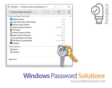 دانلود Windows Password Solutions v1.3 Portable - نرم افزار ریست کردن پسورد های مختلف ویندوز پرتابل 