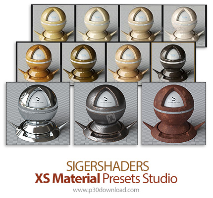 دانلود SIGERSHADERS XS Material Presets Studio v3.3.5 for 3ds Max 2016-2022 - مجموعه ای از متریال و 
