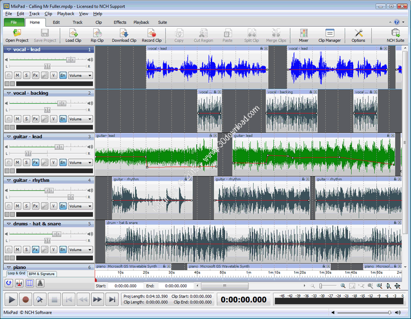 nch software mixpad multitrack recording software effecs